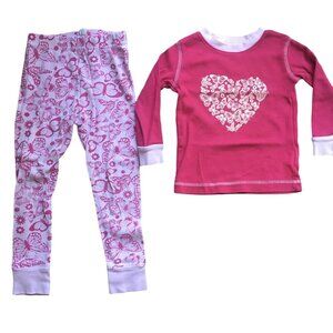 Kirkland‎ Pajama Set Kids 3T Organic Cotton Pink Butterflies Hearts Costco